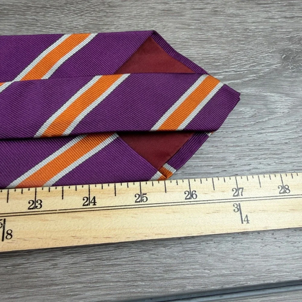 Polo Ralph Lauren Mens VTG Silk Tie Striped Purple Orange White OS